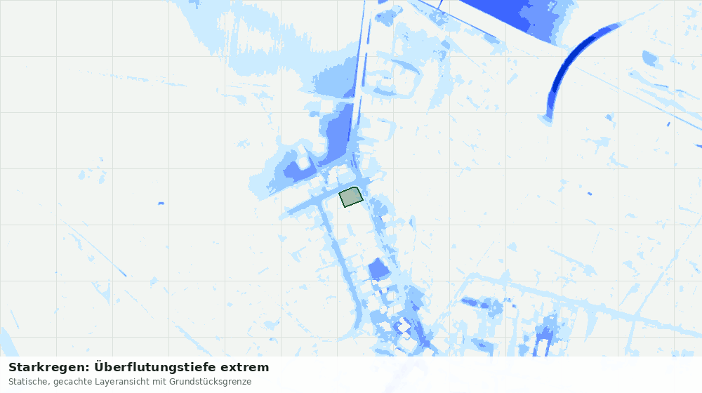 Statische Kartenansicht: Starkregen: Überflutungstiefe extrem