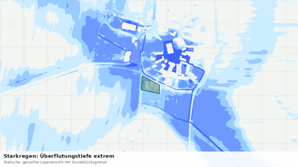 Statische Kartenansicht: Starkregen: Überflutungstiefe extrem