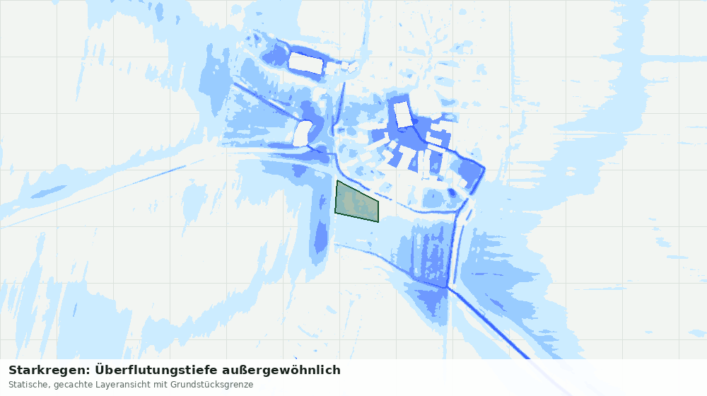 Statische Kartenansicht: Starkregen: Überflutungstiefe außergewöhnlich