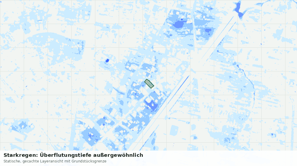 Statische Kartenansicht: Starkregen: Überflutungstiefe außergewöhnlich