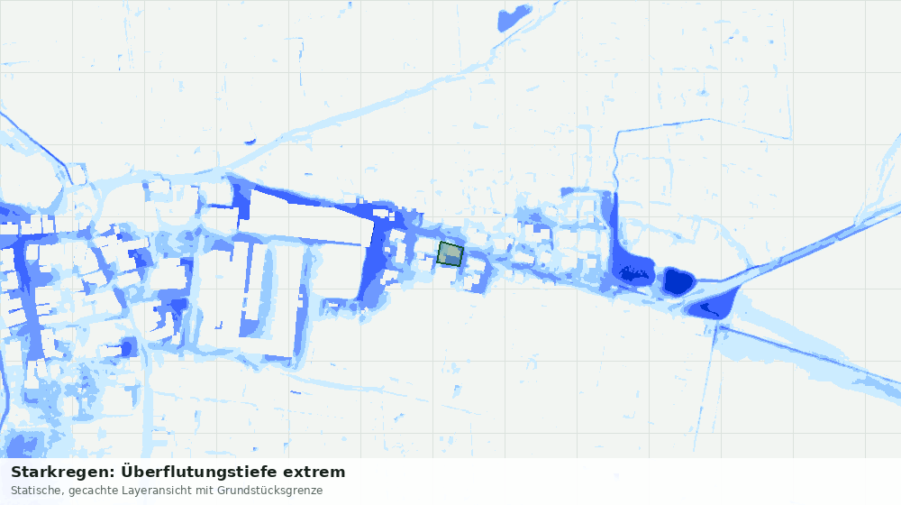 Statische Kartenansicht: Starkregen: Überflutungstiefe extrem