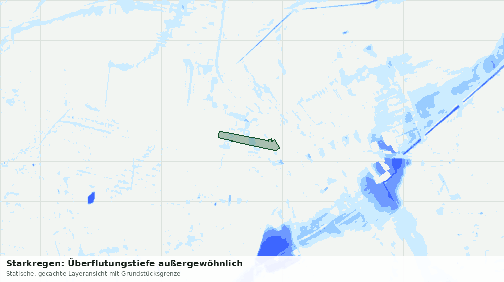 Statische Kartenansicht: Starkregen: Überflutungstiefe außergewöhnlich