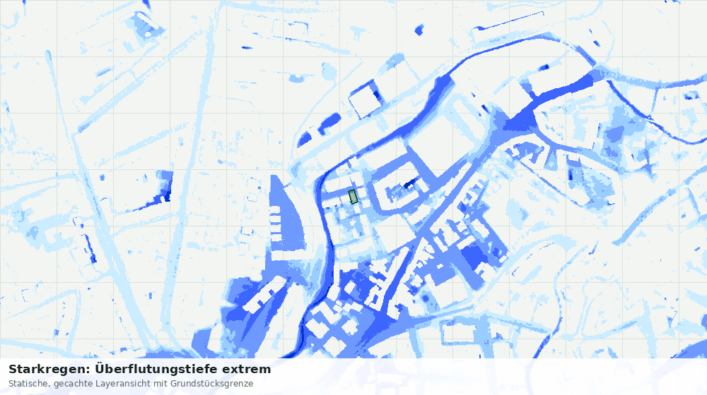 Statische Kartenansicht: Starkregen: Überflutungstiefe extrem