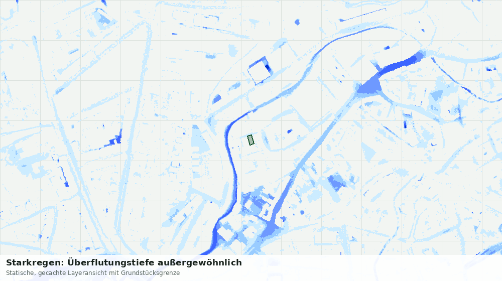 Statische Kartenansicht: Starkregen: Überflutungstiefe außergewöhnlich