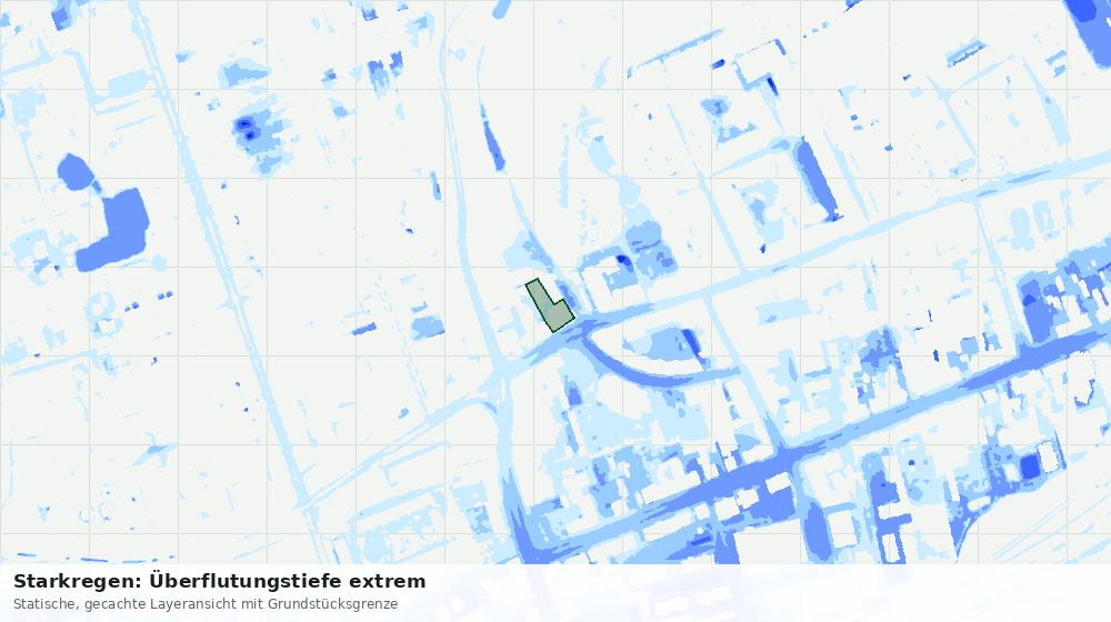 Statische Kartenansicht: Starkregen: Überflutungstiefe extrem