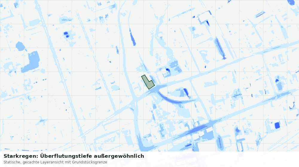 Statische Kartenansicht: Starkregen: Überflutungstiefe außergewöhnlich