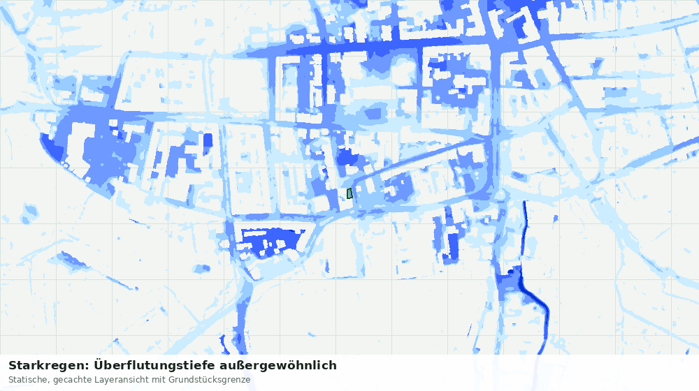 Statische Kartenansicht: Starkregen: Überflutungstiefe außergewöhnlich