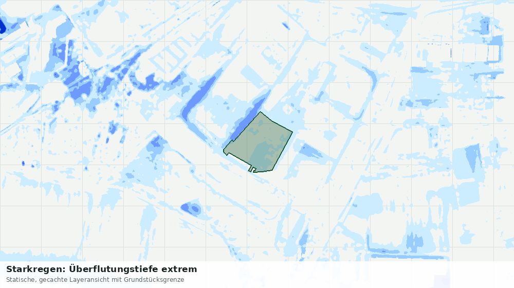 Statische Kartenansicht: Starkregen: Überflutungstiefe extrem