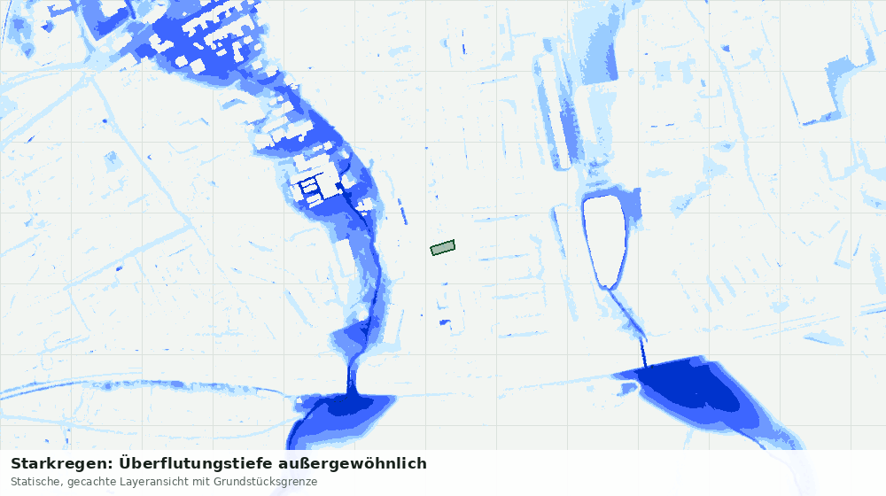 Statische Kartenansicht: Starkregen: Überflutungstiefe außergewöhnlich