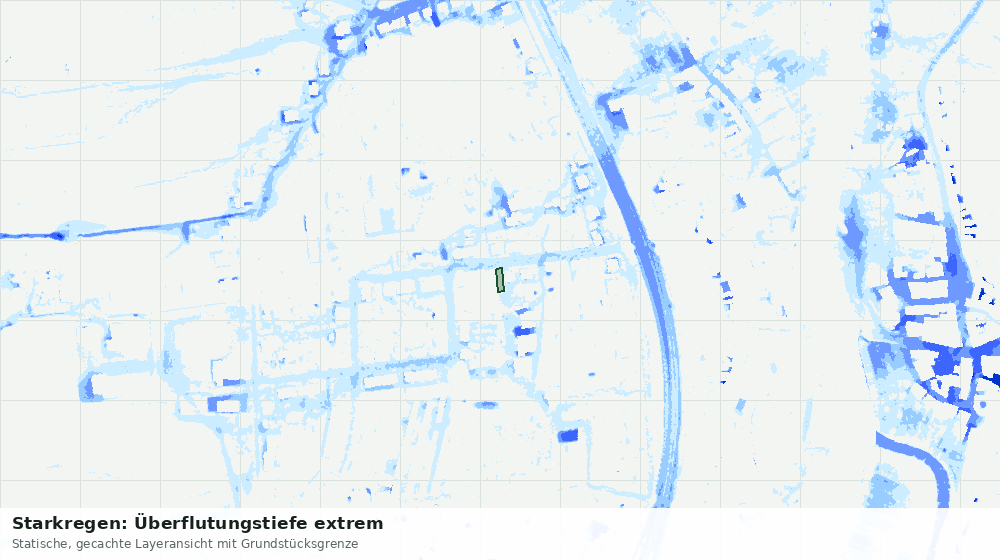 Statische Kartenansicht: Starkregen: Überflutungstiefe extrem