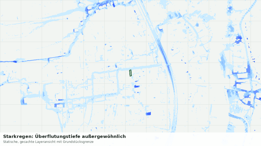 Statische Kartenansicht: Starkregen: Überflutungstiefe außergewöhnlich