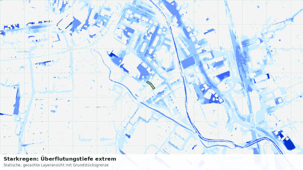 Statische Kartenansicht: Starkregen: Überflutungstiefe extrem