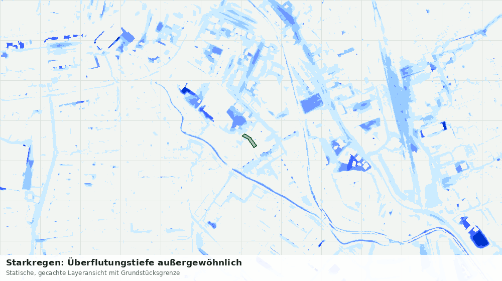 Statische Kartenansicht: Starkregen: Überflutungstiefe außergewöhnlich