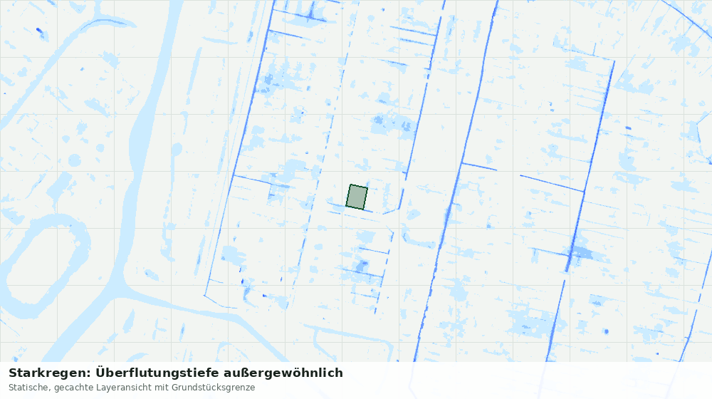 Statische Kartenansicht: Starkregen: Überflutungstiefe außergewöhnlich