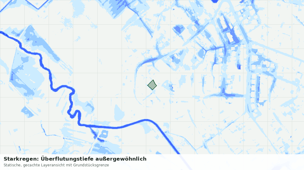 Statische Kartenansicht: Starkregen: Überflutungstiefe außergewöhnlich