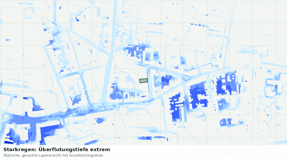 Statische Kartenansicht: Starkregen: Überflutungstiefe extrem