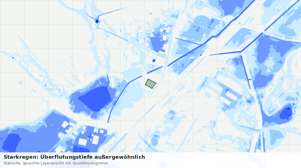 Statische Kartenansicht: Starkregen: Überflutungstiefe außergewöhnlich