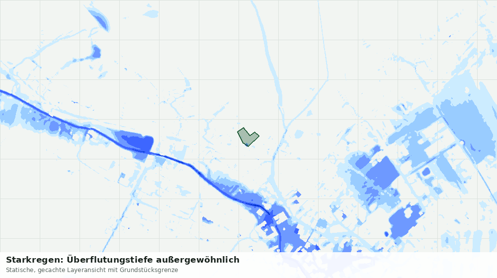 Statische Kartenansicht: Starkregen: Überflutungstiefe außergewöhnlich