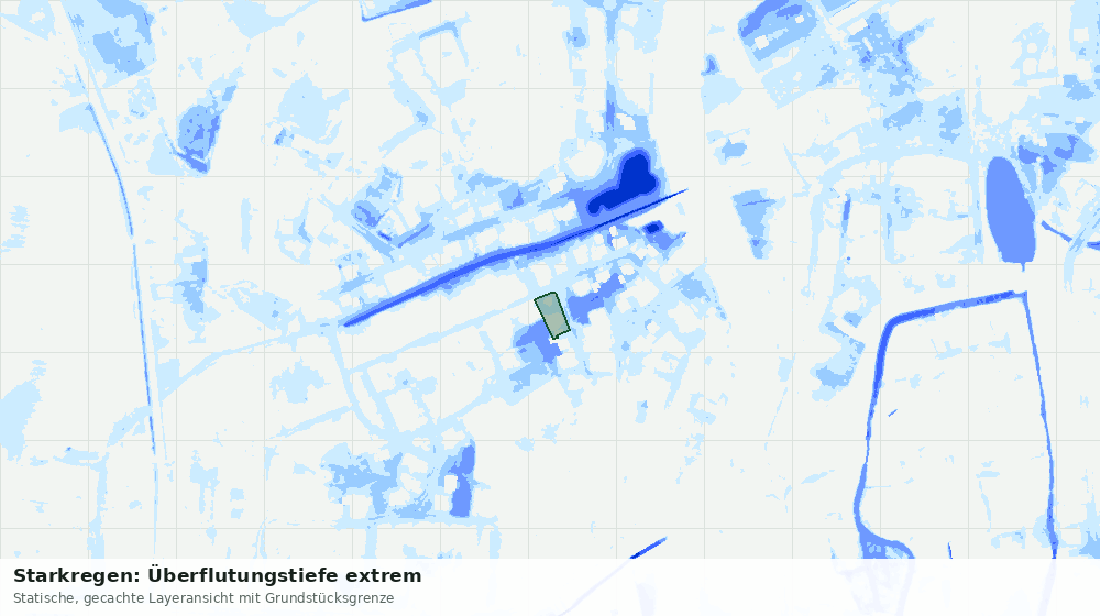 Statische Kartenansicht: Starkregen: Überflutungstiefe extrem