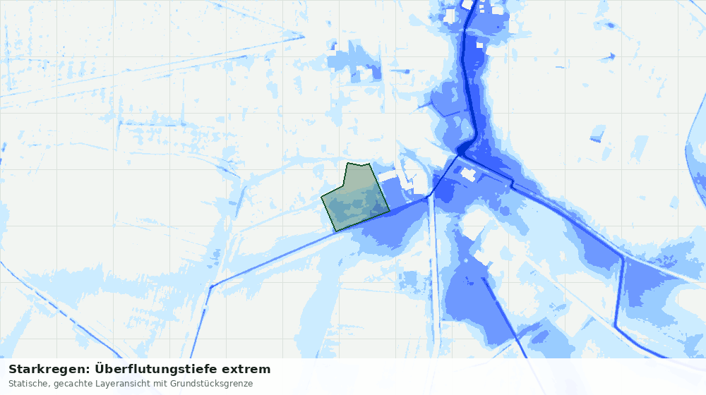 Statische Kartenansicht: Starkregen: Überflutungstiefe extrem