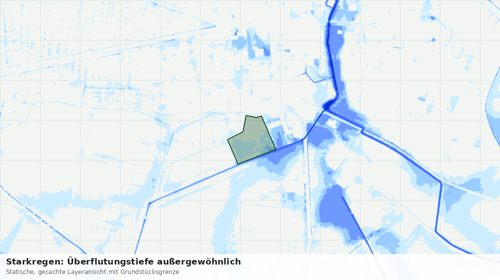 Statische Kartenansicht: Starkregen: Überflutungstiefe außergewöhnlich
