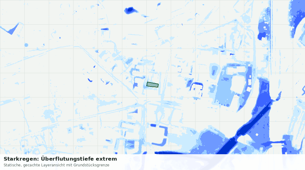 Statische Kartenansicht: Starkregen: Überflutungstiefe extrem