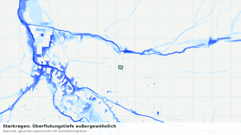 Statische Kartenansicht: Starkregen: Überflutungstiefe außergewöhnlich