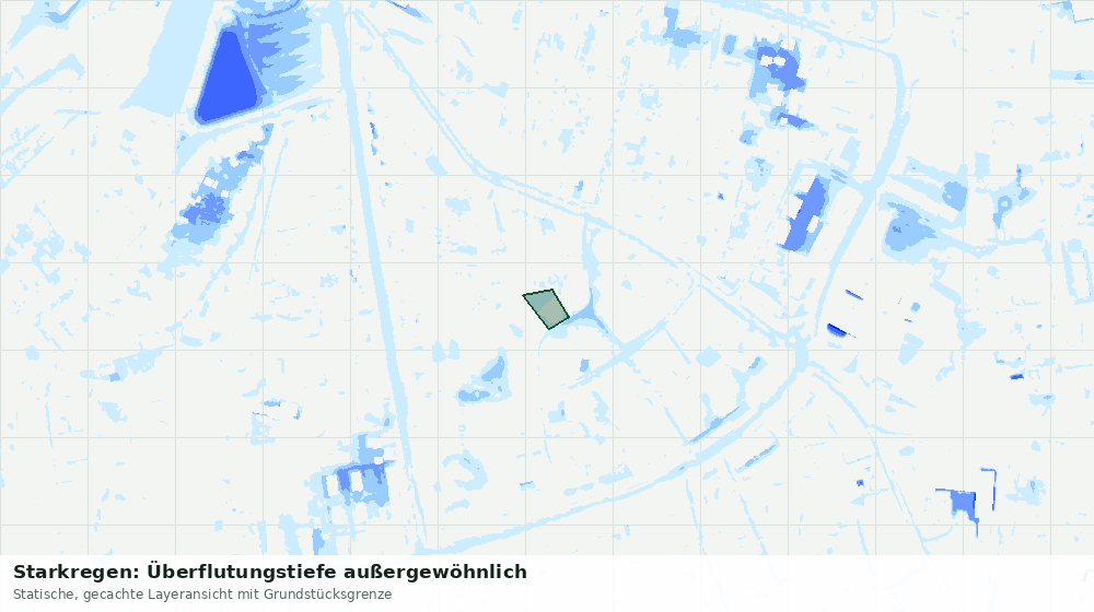 Statische Kartenansicht: Starkregen: Überflutungstiefe außergewöhnlich