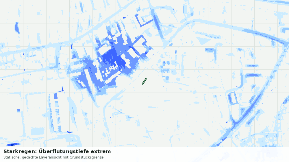 Statische Kartenansicht: Starkregen: Überflutungstiefe extrem