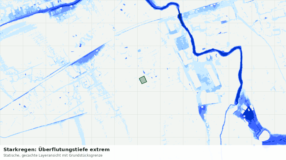 Statische Kartenansicht: Starkregen: Überflutungstiefe extrem