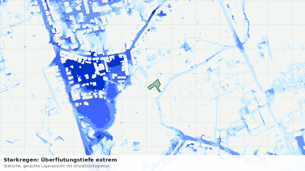 Statische Kartenansicht: Starkregen: Überflutungstiefe extrem