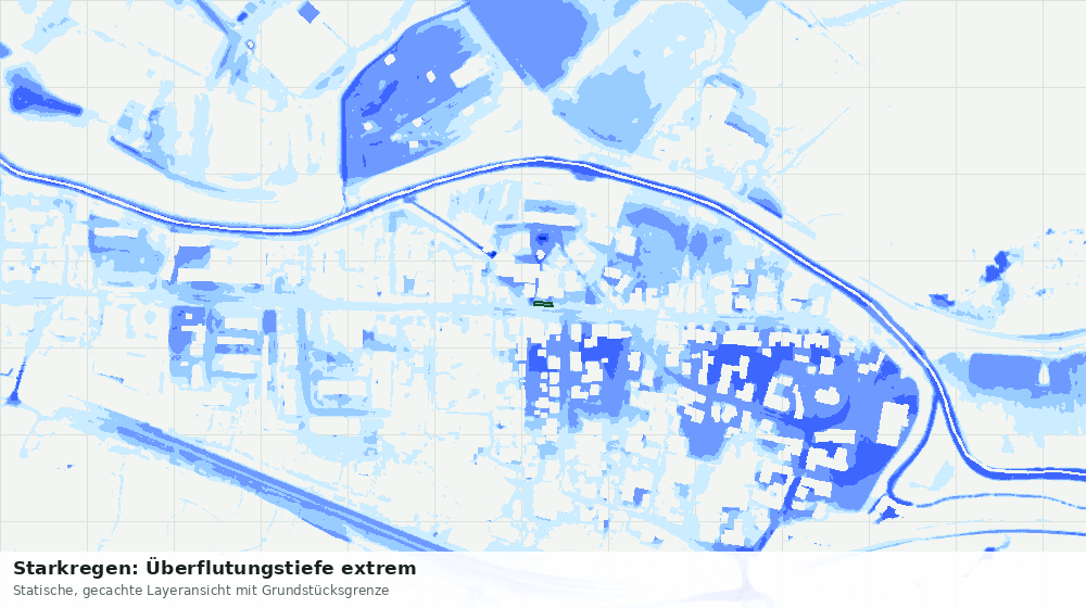 Statische Kartenansicht: Starkregen: Überflutungstiefe extrem
