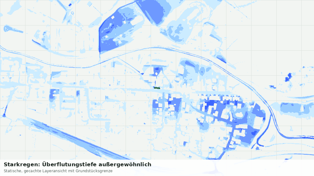 Statische Kartenansicht: Starkregen: Überflutungstiefe außergewöhnlich