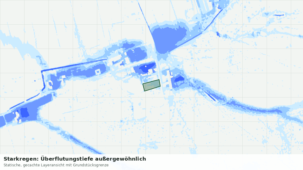 Statische Kartenansicht: Starkregen: Überflutungstiefe außergewöhnlich