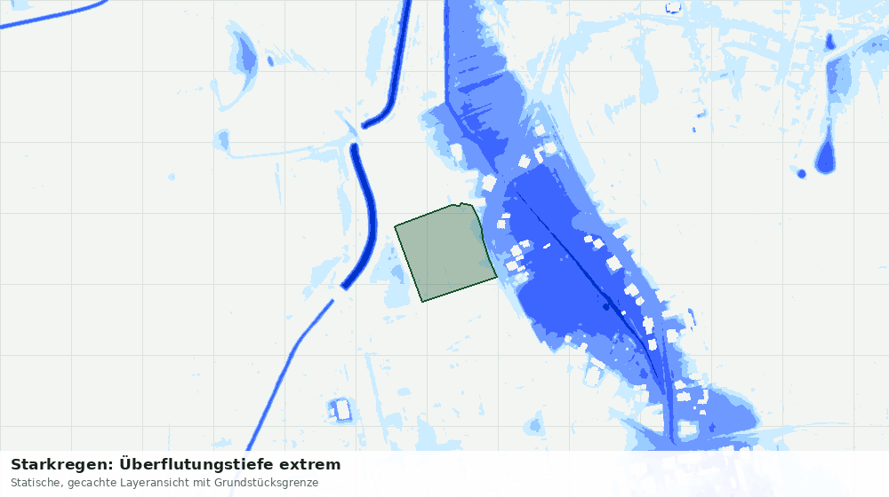 Statische Kartenansicht: Starkregen: Überflutungstiefe extrem