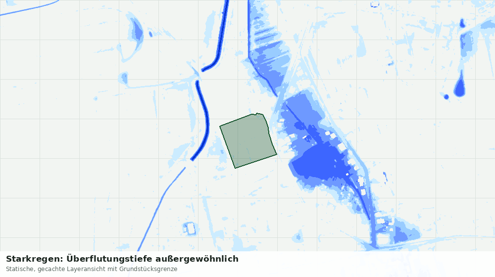 Statische Kartenansicht: Starkregen: Überflutungstiefe außergewöhnlich