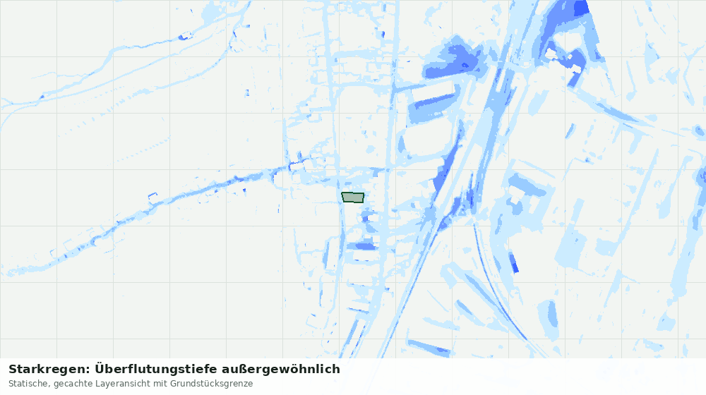 Statische Kartenansicht: Starkregen: Überflutungstiefe außergewöhnlich