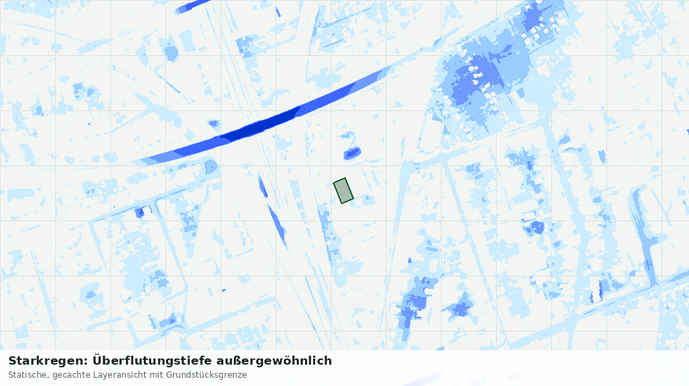 Statische Kartenansicht: Starkregen: Überflutungstiefe außergewöhnlich