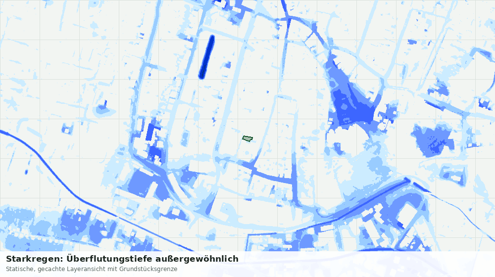 Statische Kartenansicht: Starkregen: Überflutungstiefe außergewöhnlich