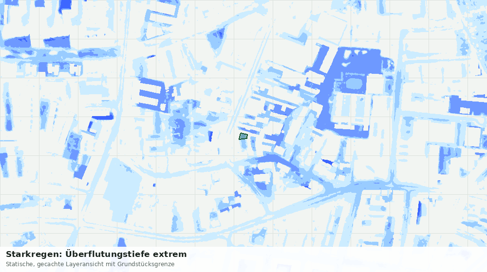 Statische Kartenansicht: Starkregen: Überflutungstiefe extrem
