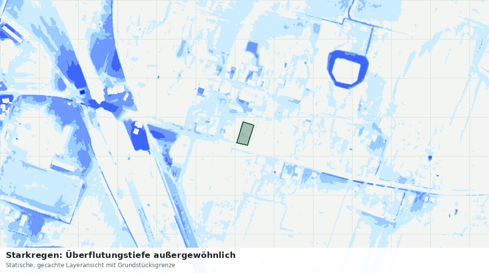 Statische Kartenansicht: Starkregen: Überflutungstiefe außergewöhnlich