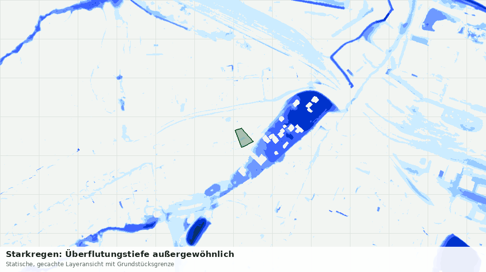 Statische Kartenansicht: Starkregen: Überflutungstiefe außergewöhnlich