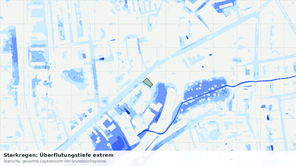Statische Kartenansicht: Starkregen: Überflutungstiefe extrem
