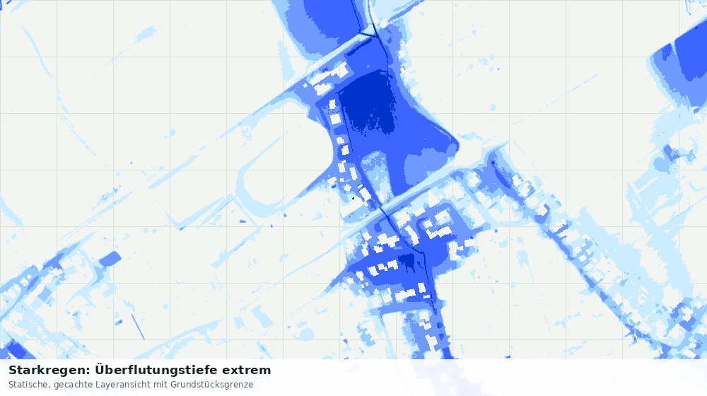 Statische Kartenansicht: Starkregen: Überflutungstiefe extrem