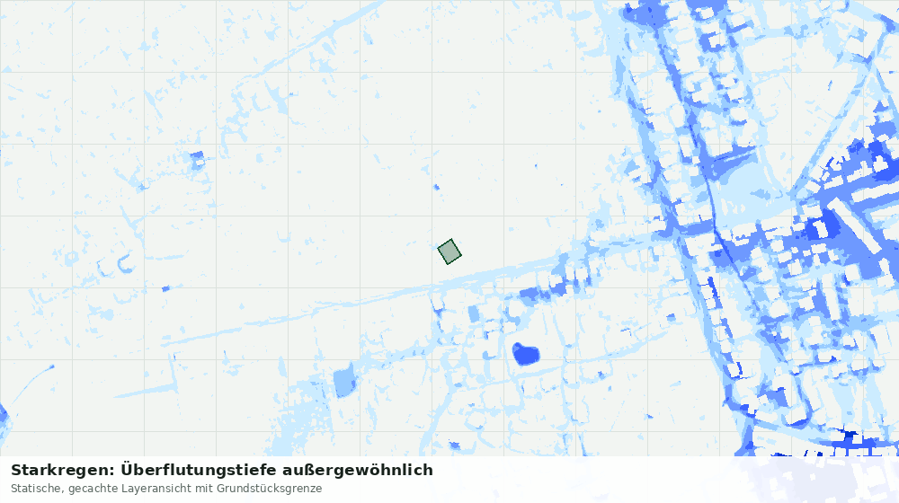 Statische Kartenansicht: Starkregen: Überflutungstiefe außergewöhnlich