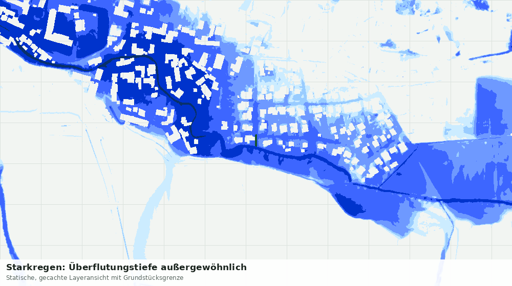 Statische Kartenansicht: Starkregen: Überflutungstiefe außergewöhnlich