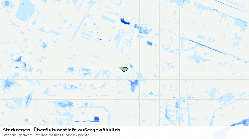 Statische Kartenansicht: Starkregen: Überflutungstiefe außergewöhnlich
