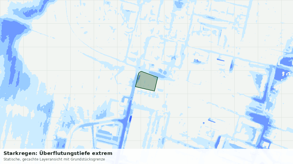 Statische Kartenansicht: Starkregen: Überflutungstiefe extrem