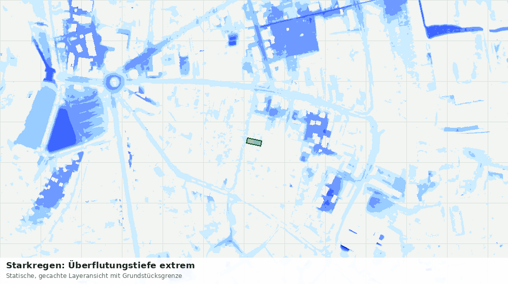 Statische Kartenansicht: Starkregen: Überflutungstiefe extrem