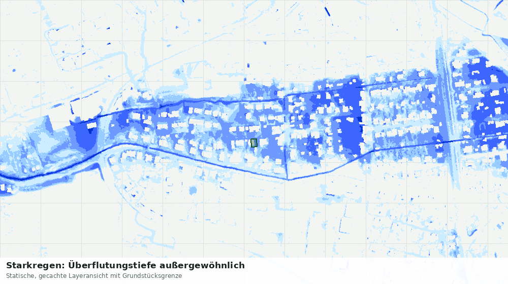Statische Kartenansicht: Starkregen: Überflutungstiefe außergewöhnlich